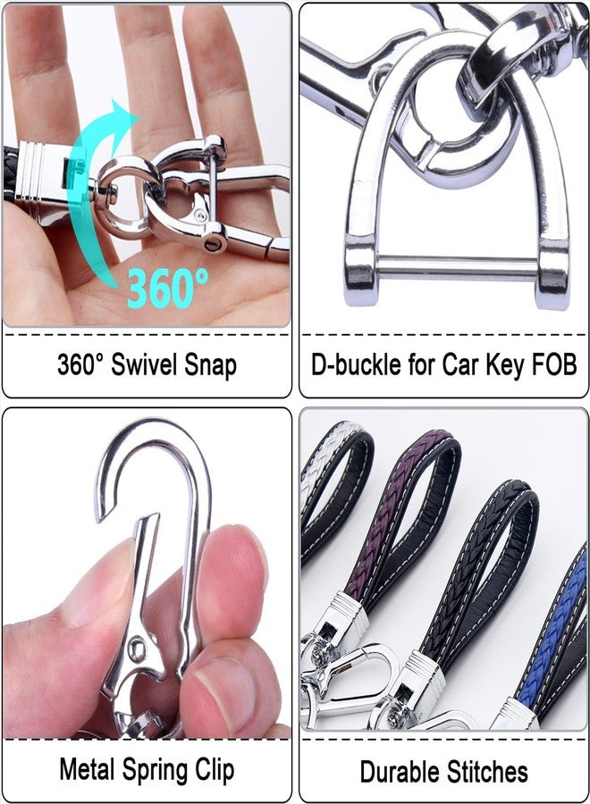 Mtverver New Woven Rope Key chain,Microfiber red leather keychain with 3 Key Ring and Anti-Lost D Ring - Image 4
